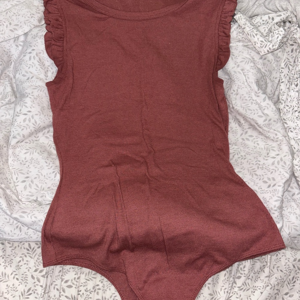 Magnolia Ruffled Kids Bodysuit - Deep Red
